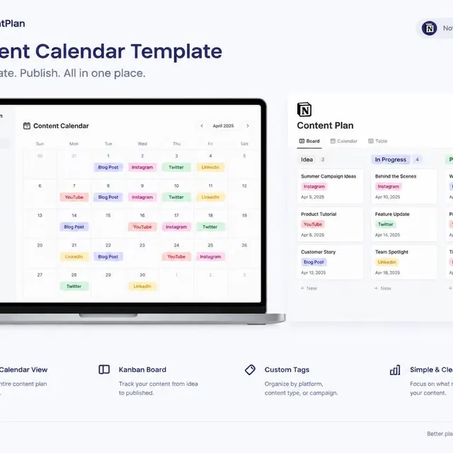 Vista previa de Calendario de contenidos