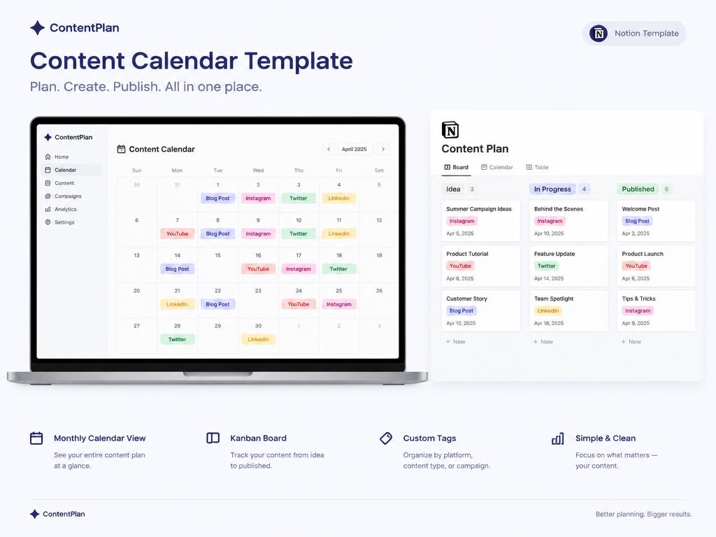Vista previa de Calendario de contenidos