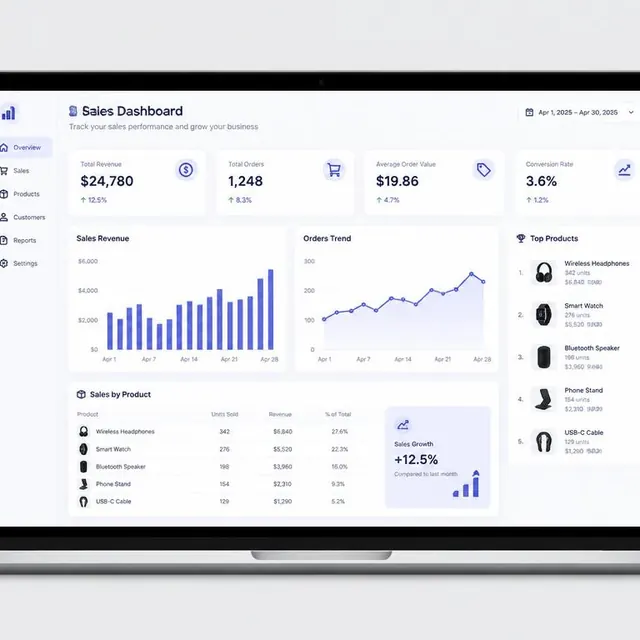 Vista previa de Dashboard de ventas en Excel